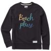 Women Life is Good Sweatshirts & Hoodies | Women'S Beach Please Simply True Fleece Crew Jet Black