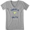 Women Life is Good Graphic Tees | Women'S Sweet & Salty Margarita Crusher Vee Heather Gray