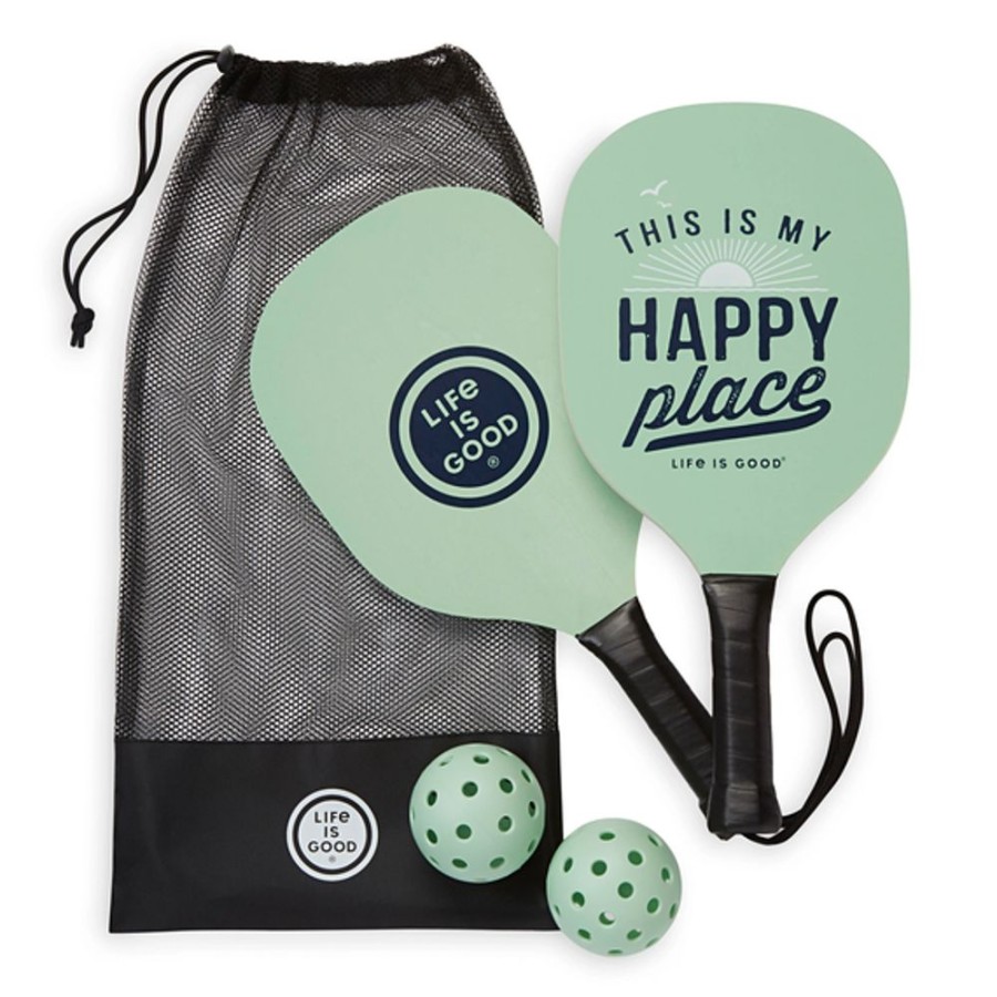 Home Fit for Life Pickleball | Life Is Good Happy Place Pickleball Set Sage Green