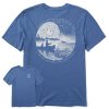 Men Life is Good Graphic Tees | Men'S Woodcut Don'T Stop Fishing Scene Crusher Tee Vintage Blue