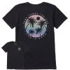 Women Life is Good Graphic Tees | Women'S Here Comes The Sun Palms Short Sleeve Tee Jet Black