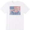 Men Life is Good Graphic Tees | Men'S Flag Mountain Scene Crusher Tee Cloud White