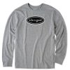 Men Life is Good Graphic Tees | Men'S Lig Vintage Oval Long Sleeve Crusher Tee Heather Gray