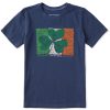 Kids Life is Good Graphic Tees | Kids Woodcut Irish Flag Clover Crusher Tee Darkest Blue