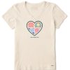 Women Life is Good Graphic Tees | Women'S Lig 365 One Heart Crusher Vee Putty White