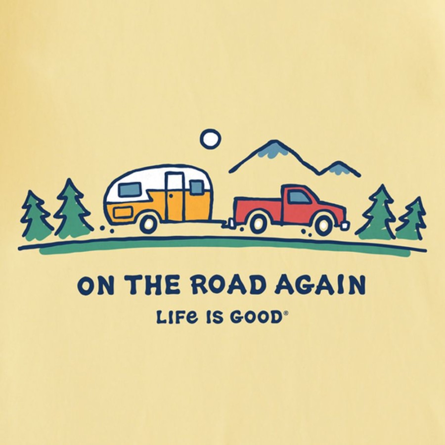 Women Life is Good Graphic Tees | Women'S On The Road Again Trailer Crusher-Lite Vee Sandy Yellow