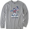 Men Life is Good Graphic Tees | Men'S Jake Ski Usa Long Sleeve Crusher Tee Heather Gray