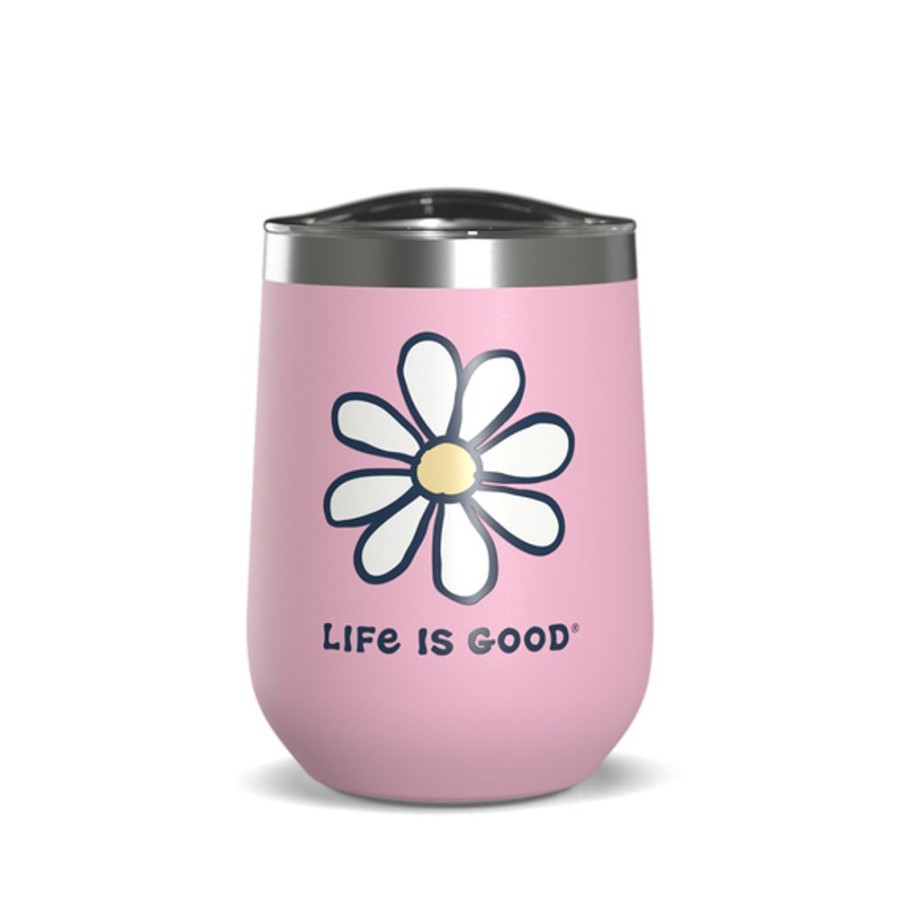 Home Hydrapeak Stainless Drinkware | Vintage Daisy 12Oz Stainless Steel Wine Tumbler Seashell Pink