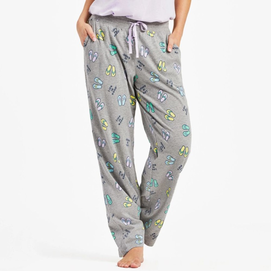 Women Life is Good Sleepwear | Women'S Flip Flop Pattern Snuggle Up Sleep Pant Heather Gray