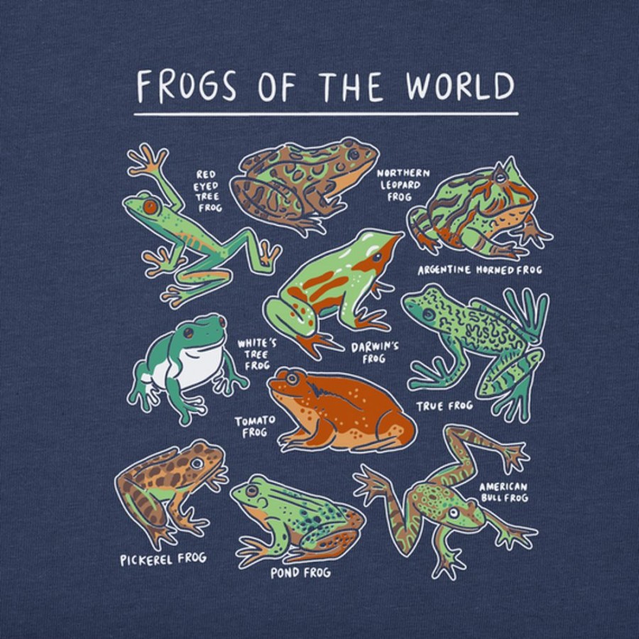 Kids Life is Good Graphic Tees | Kids Realaxed Frogs Of The World Crusher Tee Darkest Blue