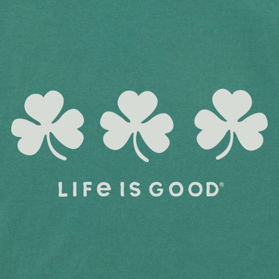 Kids Life is Good Graphic Tees | Kids Three Shamrocks Crusher Tee Spruce Green