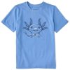 Kids Life is Good Graphic Tees | Kids Fineline Peaceful Axoltl Crusher Tee Cornflower Blue