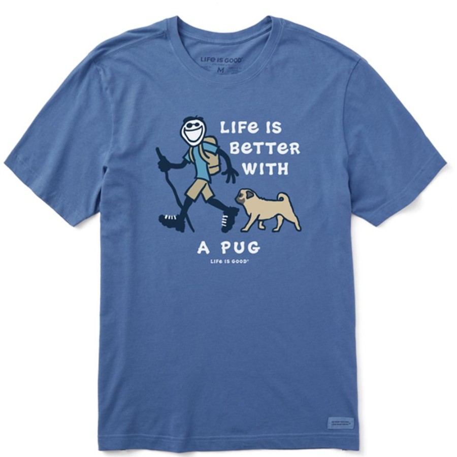 Men Life is Good Graphic Tees | Men'S Vintage Better With An Pug Jake Short Sleeve Tee Vintage Blue