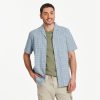 Men Life is Good Casual Shirts | Men'S Linear Fish Pattern Camp Shirt Smoky Blue