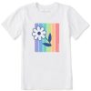 Kids Life is Good Graphic Tees | Kids Clean Stripey Peeking Daisy Crusher Tee Cloud White