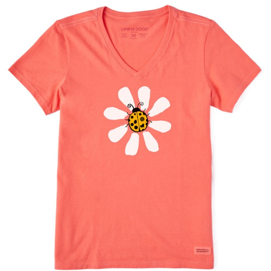 Women Life is Good Graphic Tees | Women'S Daisybug Crusher Vee Mango Orange