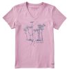 Women Life is Good Graphic Tees | Women'S Winnie & P Daisy Stroll Crusher Vee Violet Purple