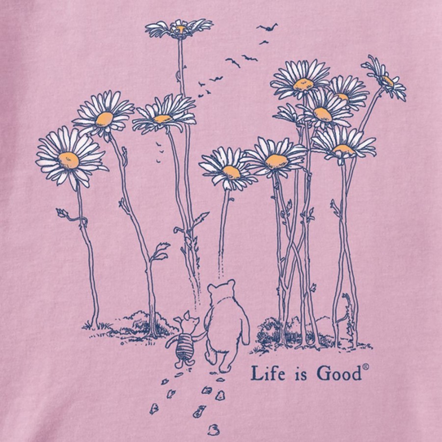 Women Life is Good Graphic Tees | Women'S Winnie & P Daisy Stroll Crusher Vee Violet Purple