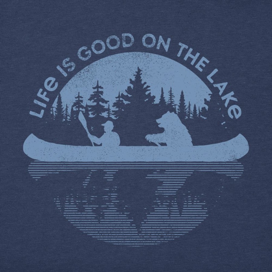 Men Life is Good Graphic Tees | Men'S Kayak Bear Short Sleeve Tee Darkest Blue