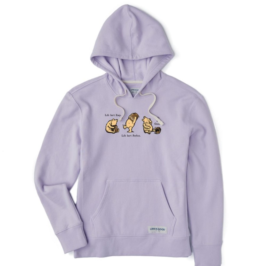 Women Life is Good Sweatshirts & Hoodies | Women'S Winnie Life Isn'T Easy Simply True Fleece Hoodie Lilac Purple