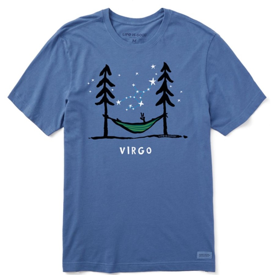 Men Life is Good Graphic Tees | Men'S Zodiac Hammock Virgo Crusher Tee Vintage Blue