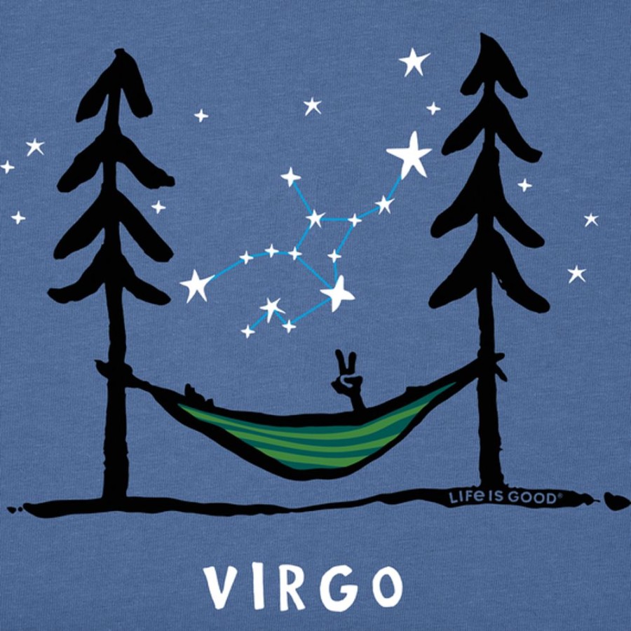 Men Life is Good Graphic Tees | Men'S Zodiac Hammock Virgo Crusher Tee Vintage Blue