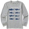 Kids Life is Good Graphic Tees | Kids Shark Diagram Long Sleeve Crusher Tee Heather Gray