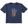 Women Life is Good Graphic Tees | Women'S Woodcut Boots And Blue Bonnets Boxy Crusher Tee Darkest Blue