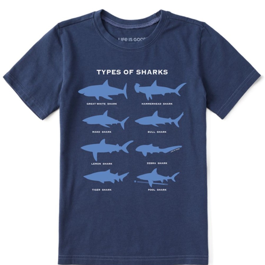 Kids Life is Good Graphic Tees | Kids Shark Diagram Crusher Tee Darkest Blue