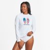 Women Inmocean Swimwear | Women'S Americana Flip Flops Long Sleeve Rashguard Cloud White