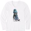 Women Life is Good Graphic Tees | Women'S Winter Cat Hat Long Sleeve Crusher Vee Cloud White