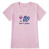 Women Life is Good Graphic Tees | Women'S Tie Dye Wine And Flip Flops Short Sleeve Vee Seashell Pink