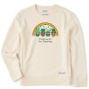 Women Life is Good Sweatshirts & Hoodies | Women'S Leprechaun Rainbow Gnomes Simply True Fleece Crew Putty White