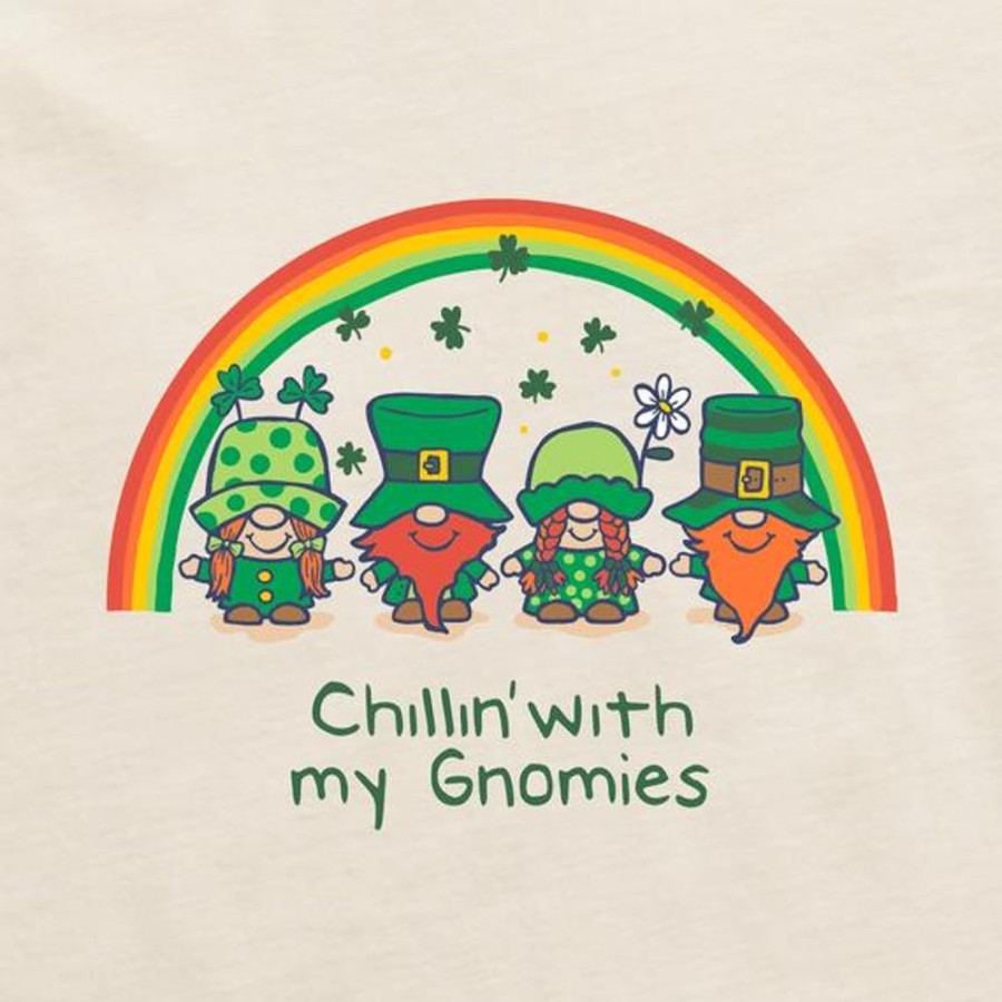 Women Life is Good Sweatshirts & Hoodies | Women'S Leprechaun Rainbow Gnomes Simply True Fleece Crew Putty White