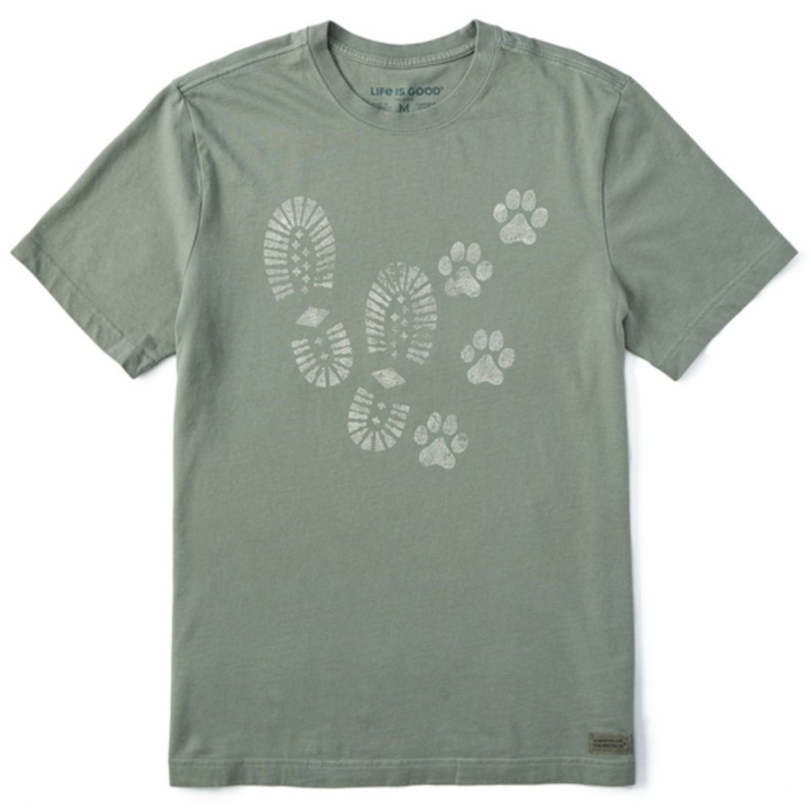 Men Life is Good Graphic Tees | Men'S Clean Trails & Tails Crusher Tee Moss Green