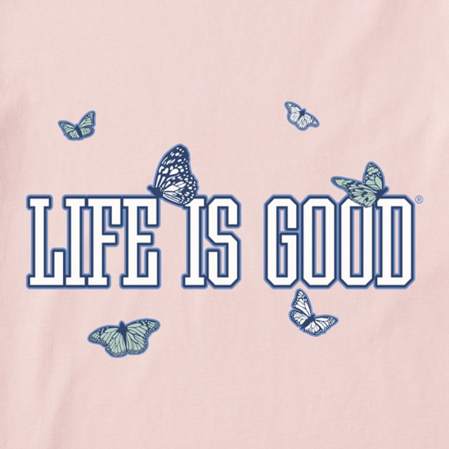 Women Life is Good Boxy Tees | Women'S Life Is Good Monarch Butterflies Boxy Crusher Tee Himalayan Pink