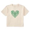 Women Life is Good Boxy Tees | Women'S Celtic Clover Heart Boxy Crusher Tee Putty White