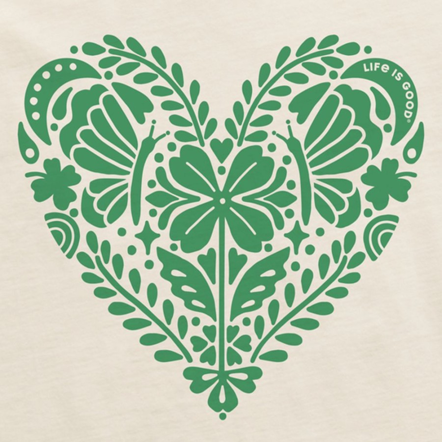 Women Life is Good Boxy Tees | Women'S Celtic Clover Heart Boxy Crusher Tee Putty White