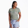 Women Life is Good Graphic Tees | Women'S Woodland Florals Crusher Tee Moss Green