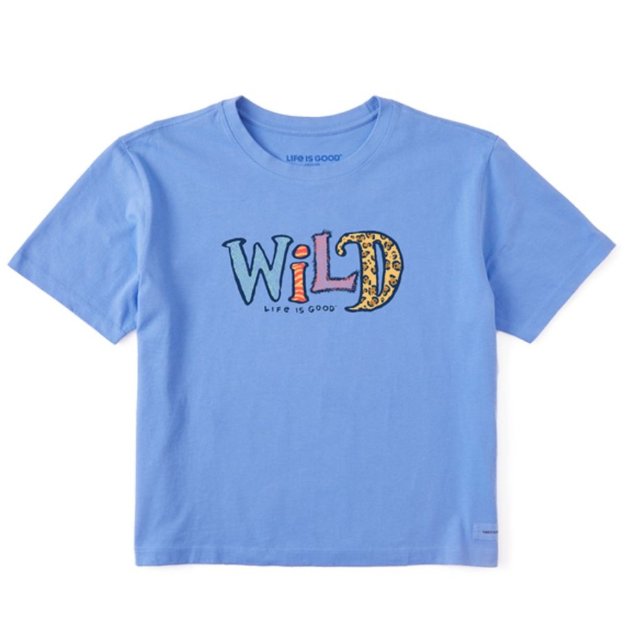 Women Life is Good Boxy Tees | Women'S Wordsmith Wild Animal Patterns Boxy Crusher Tee Cornflower Blue