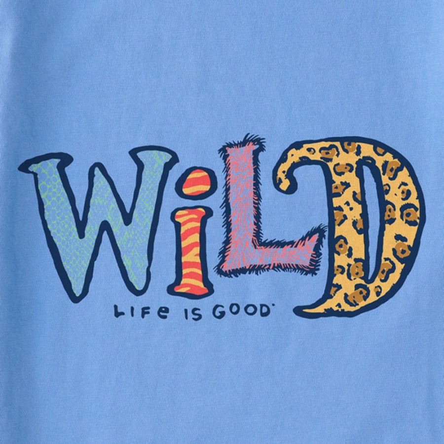 Women Life is Good Boxy Tees | Women'S Wordsmith Wild Animal Patterns Boxy Crusher Tee Cornflower Blue