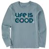 Women Life is Good Graphic Tees | Women'S Life Is Good Daisies Long Sleeve Crusher Tee Smoky Blue