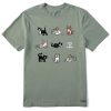 Men Life is Good Graphic Tees | Men'S Vintage Al The Cat Grid Crusher Tee Moss Green