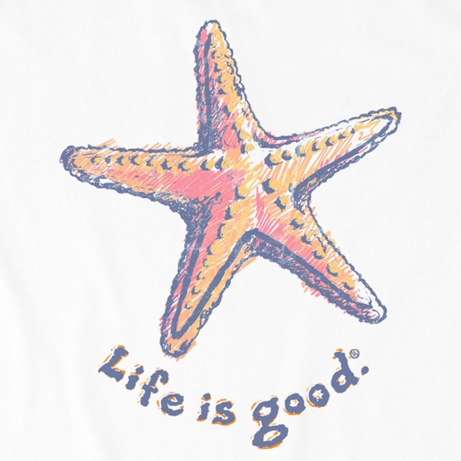 Women Life is Good Graphic Tees | Women'S Pencily Starfish Crusher Vee Cloud White