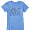 Women Life is Good Graphic Tees | Women'S Realaxed Winter Wildflowers Crusher Tee Cornflower Blue