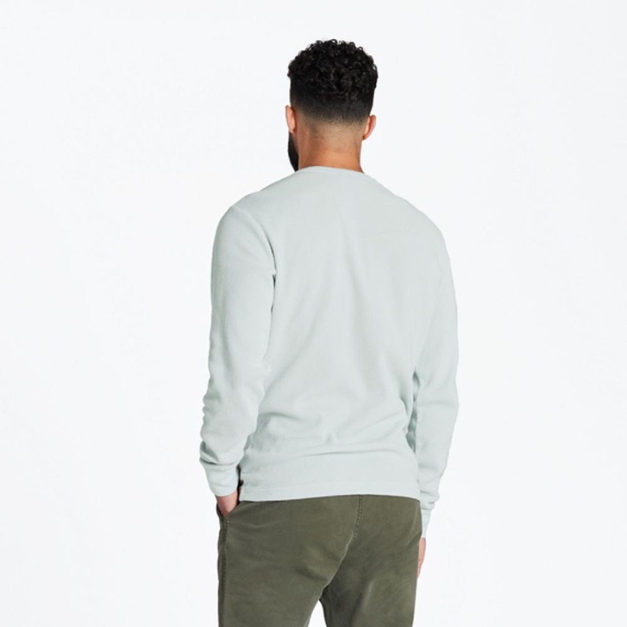 Men Life is Good Henley & Thermals | Men'S Solid Thermal Henley Fog Gray