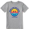 Kids Life is Good Graphic Tees | Kids Clean Here For The Hugs Smiley Face Crusher Tee Heather Gray