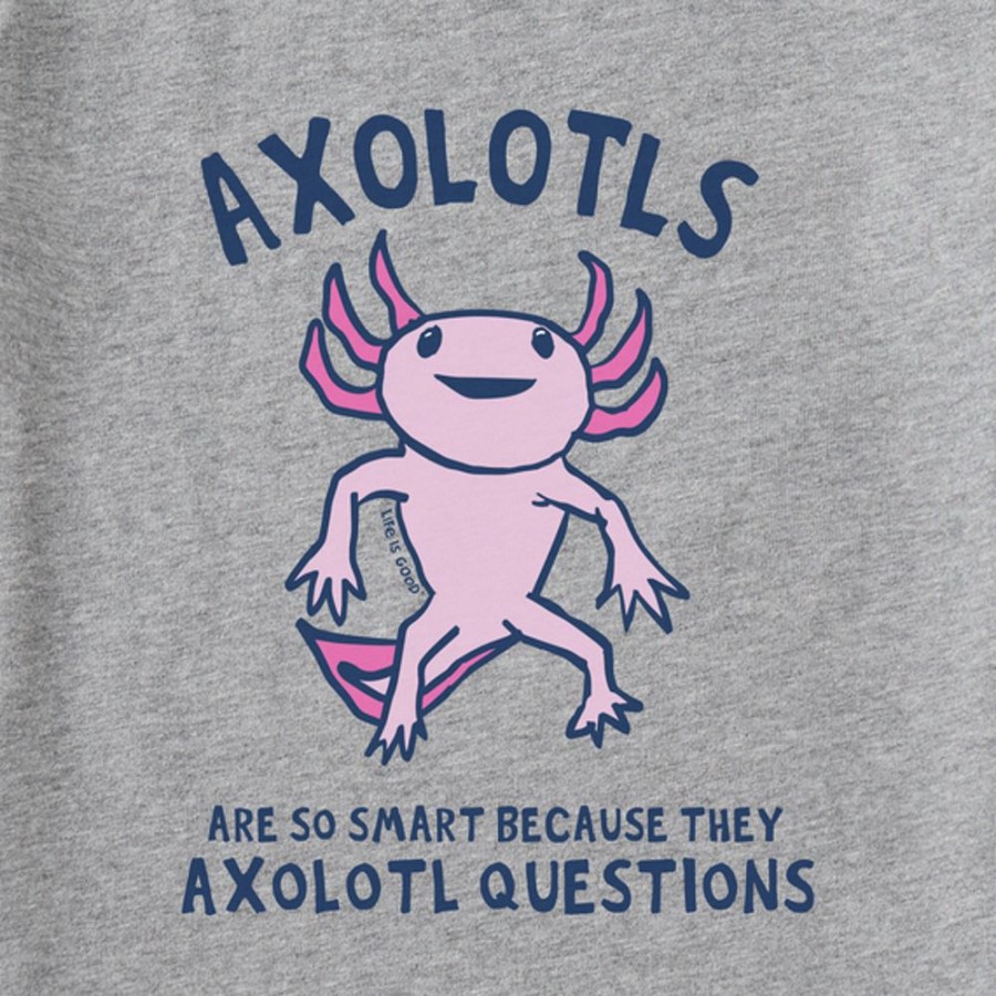 Kids Life is Good Graphic Tees | Kids Axolotls Questions Long Sleeve Crusher Tee Heather Gray