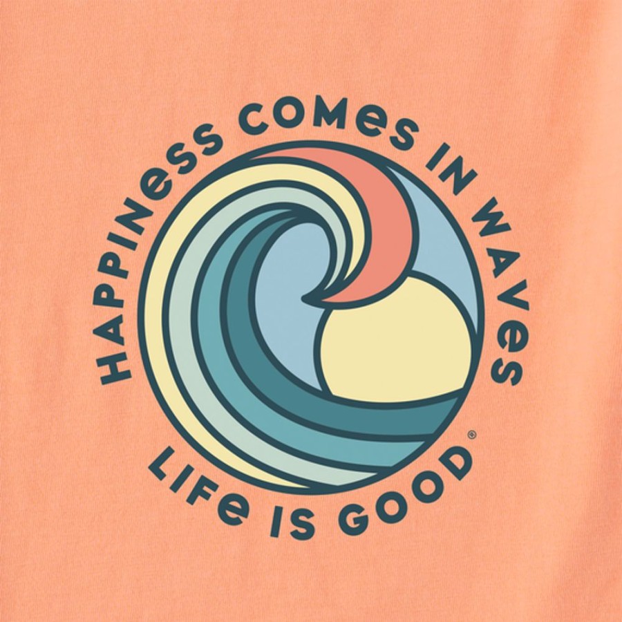 Men Life is Good Graphic Tees | Men'S Happiness Comes In Waves Spectrum Crusher-Lite Tee Canyon Orange