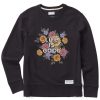 Women Life is Good Sweatshirts & Hoodies | Women'S Branded Realaxed Floral Joy Simply True Fleece Crew Jet Black